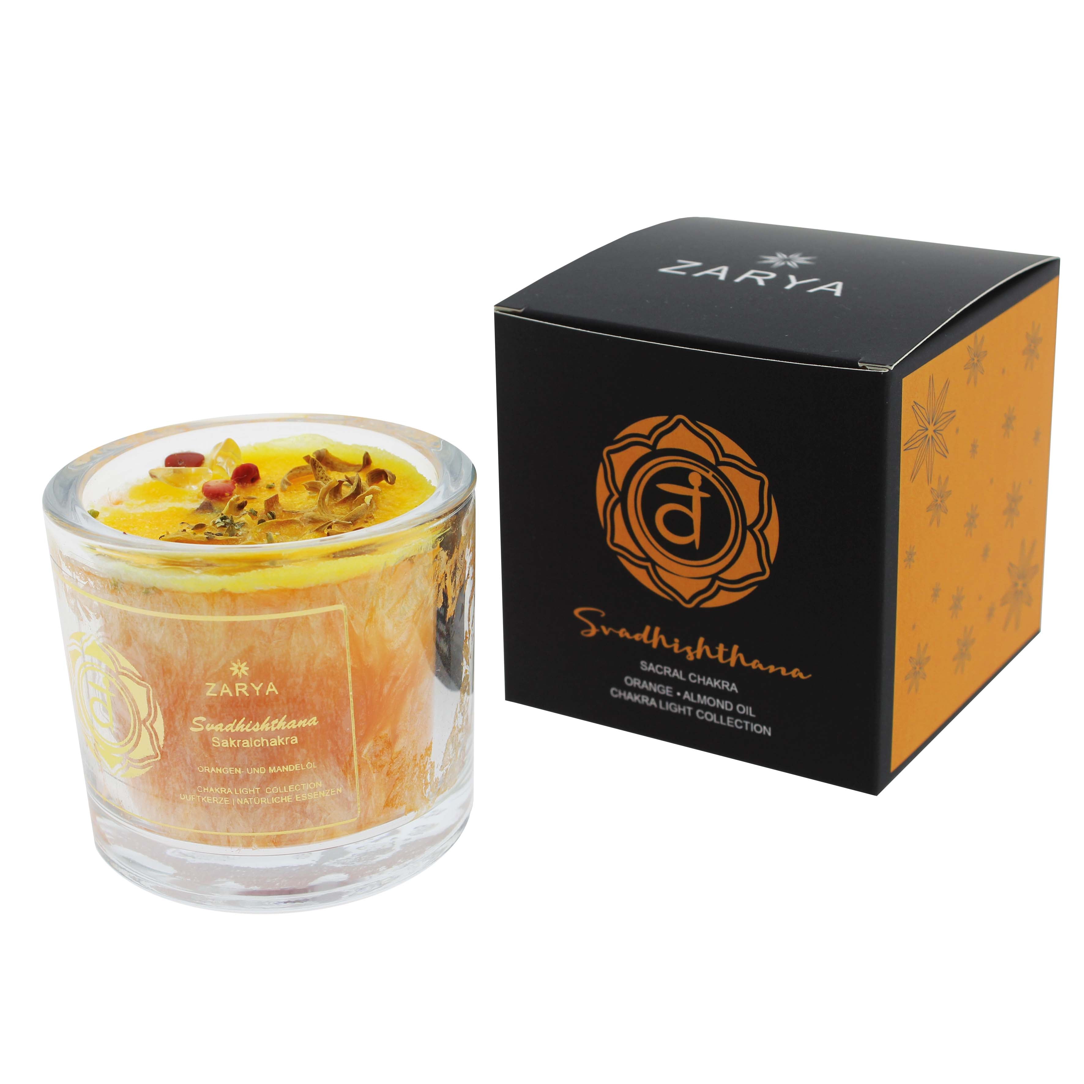 Zarya Chakra Light - 2. Chakra: Swadhishthana (Sakralchakra) Kerze - Orange & Edelstein