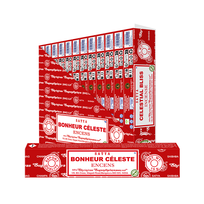 Satya - Celestial Bliss (Himmlische Seligkeit) – Räucherstäbchen – 15 g Schachtel (ca. 12–15 Stäbchen)