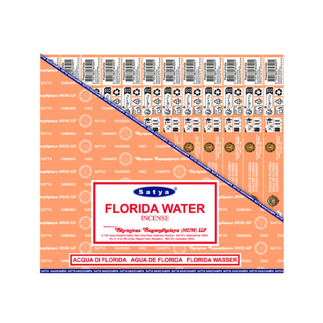 Satya - Florida Water (Energie & Reinigung) – Räucherstäbchen – 15 g Schachtel (ca. 12–15 Stäbchen)