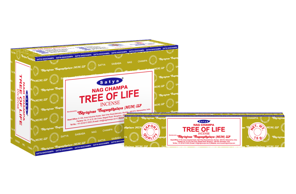 Satya - Nag Champa Tree of Life (Lebensbaum) – Räucherstäbchen – 15 g Schachtel (ca. 12–15 Stäbchen)