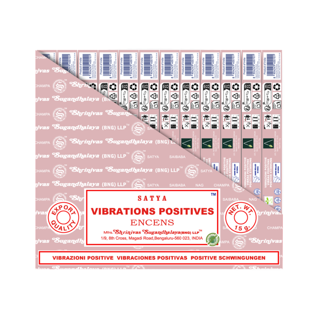 Satya - Positive Vibes (Positive Schwingungen) – Räucherstäbchen – 15 g Schachtel (ca. 12–15 Stäbchen)