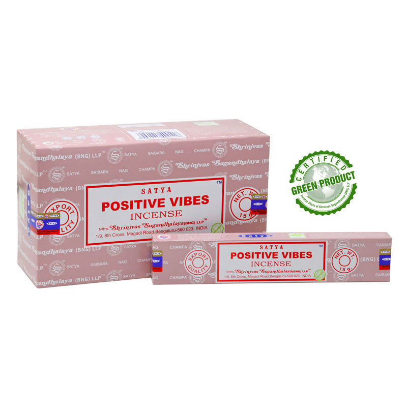 Satya - Positive Vibes (Positive Schwingungen) – Räucherstäbchen – 15 g Schachtel (ca. 12–15 Stäbchen)