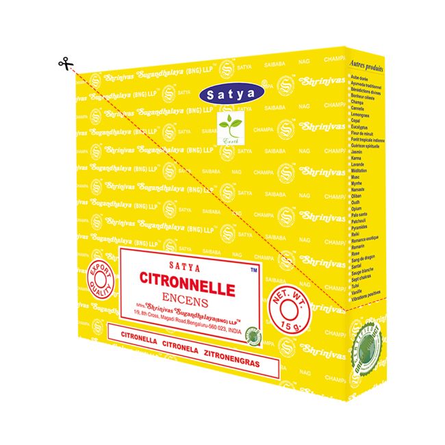 Satya - Citronella (Zitronella) – Räucherstäbchen – 15 g Schachtel (ca. 12–15 Stäbchen)