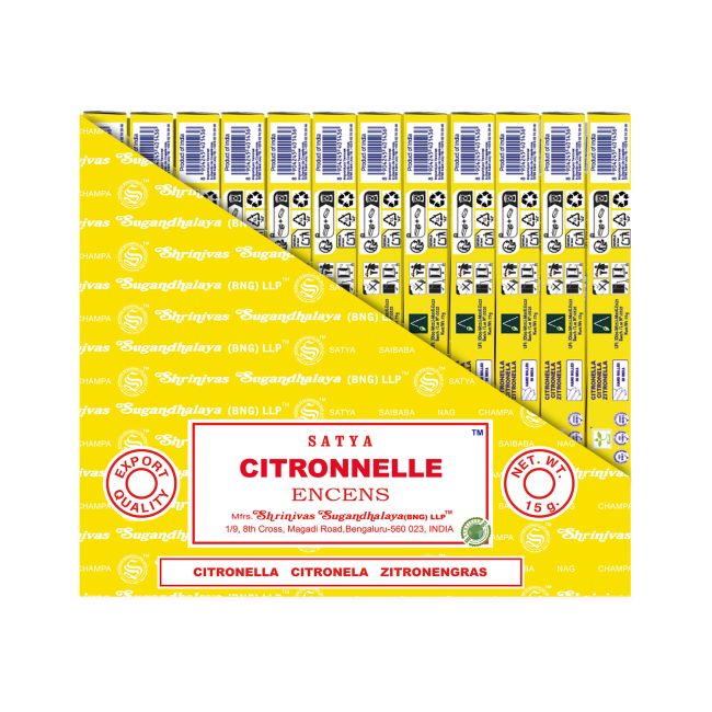 Satya - Citronella (Zitronella) – Räucherstäbchen – 15 g Schachtel (ca. 12–15 Stäbchen)