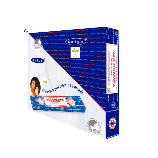 Satya - Sai Baba Nag Champa Agarbatti (2026 Edition)– Räucherstäbchen – 15 g Schachtel (ca. 12–15 Stäbchen)