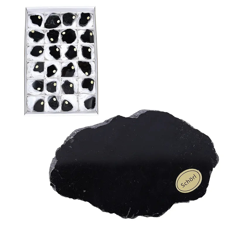 Schörl-Platte (Anschliff), 5-7 cm – polierte Scheibe aus schwarzem Turmalin - Schutz & Erdung