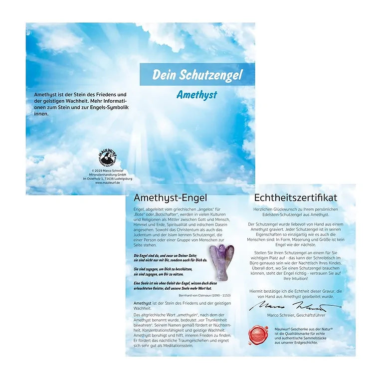 Schutzengel Amethyst – 5 cm (klein) in Pouch mit Beileger