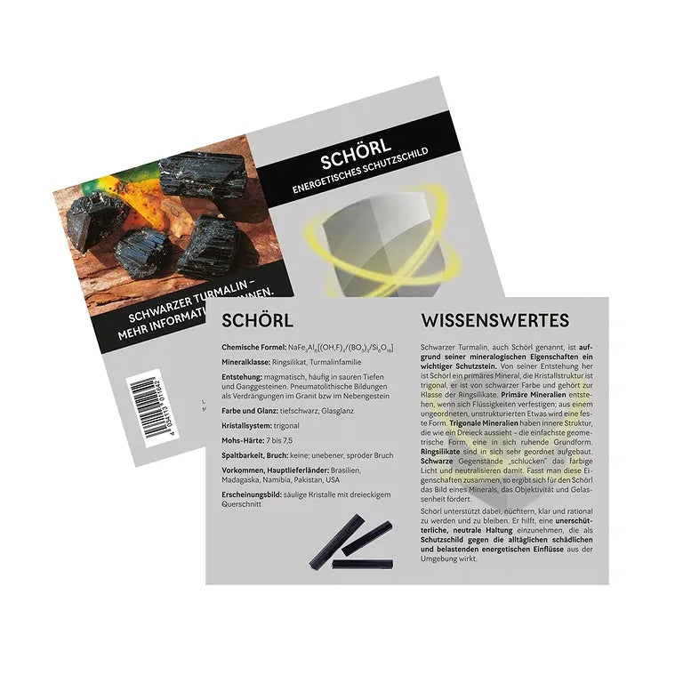 Schutzschild – Schwarzer Turmalin (Schörl) Anhänger flach 4 cm mit Stoffband
