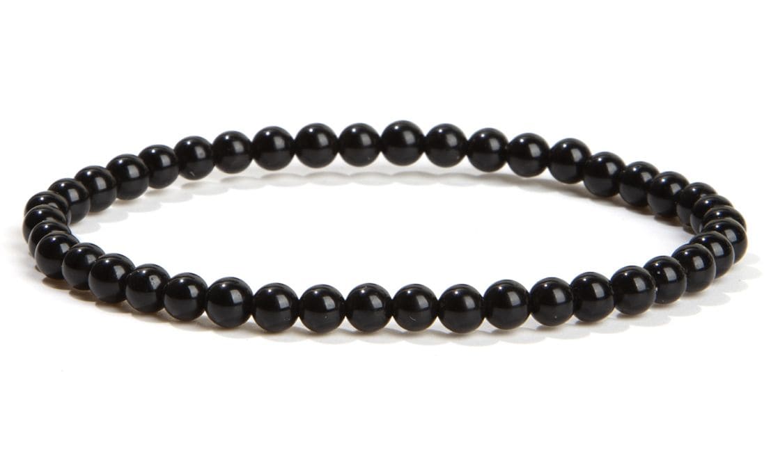 Schwarzes Obsidian Armband – Mexikanisches Vulkanglas (4 mm, A-Qualität)