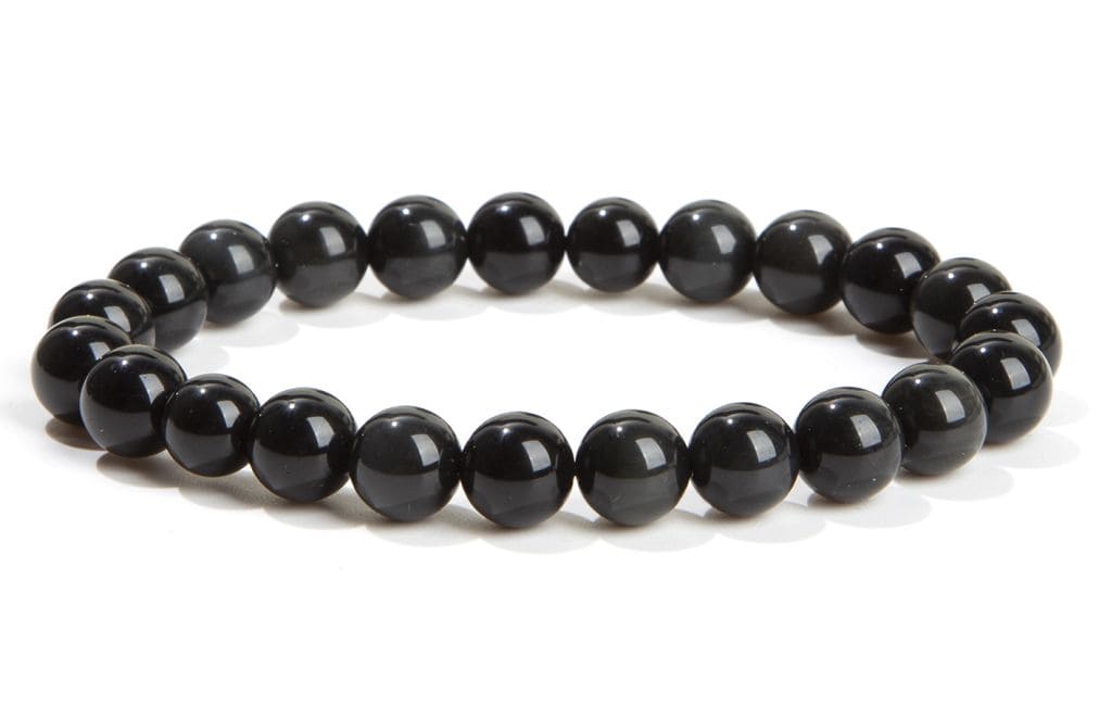 Schwarzes Obsidian Armband – Mystisches Vulkanglas aus Mexiko in A-Qualität (8 mm)
