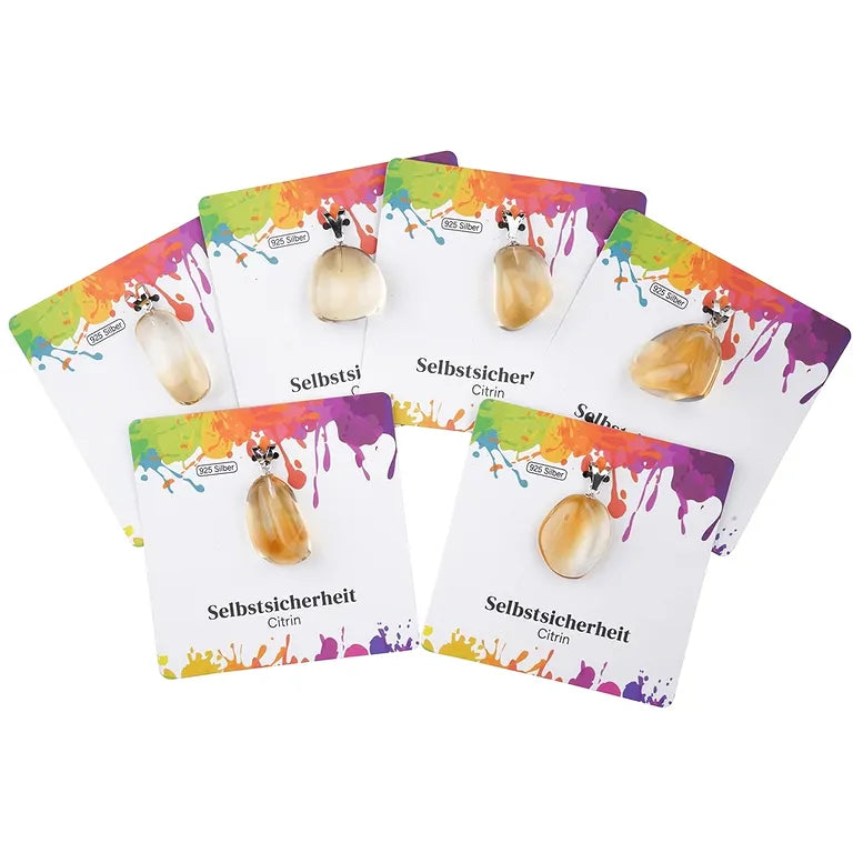 Selbstsicherheit – Citrin (gebr.) Trommelstein 2,5–3 cm mit 925er Silber-V-Öse - groß