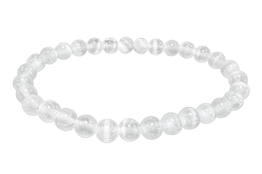 Selenit Katzenauge - AA Qualität - Perlenarmband 6 mm
