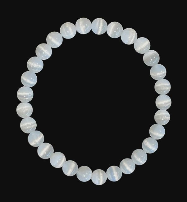 Selenit Katzenauge - AA Qualität - Perlenarmband 6 mm