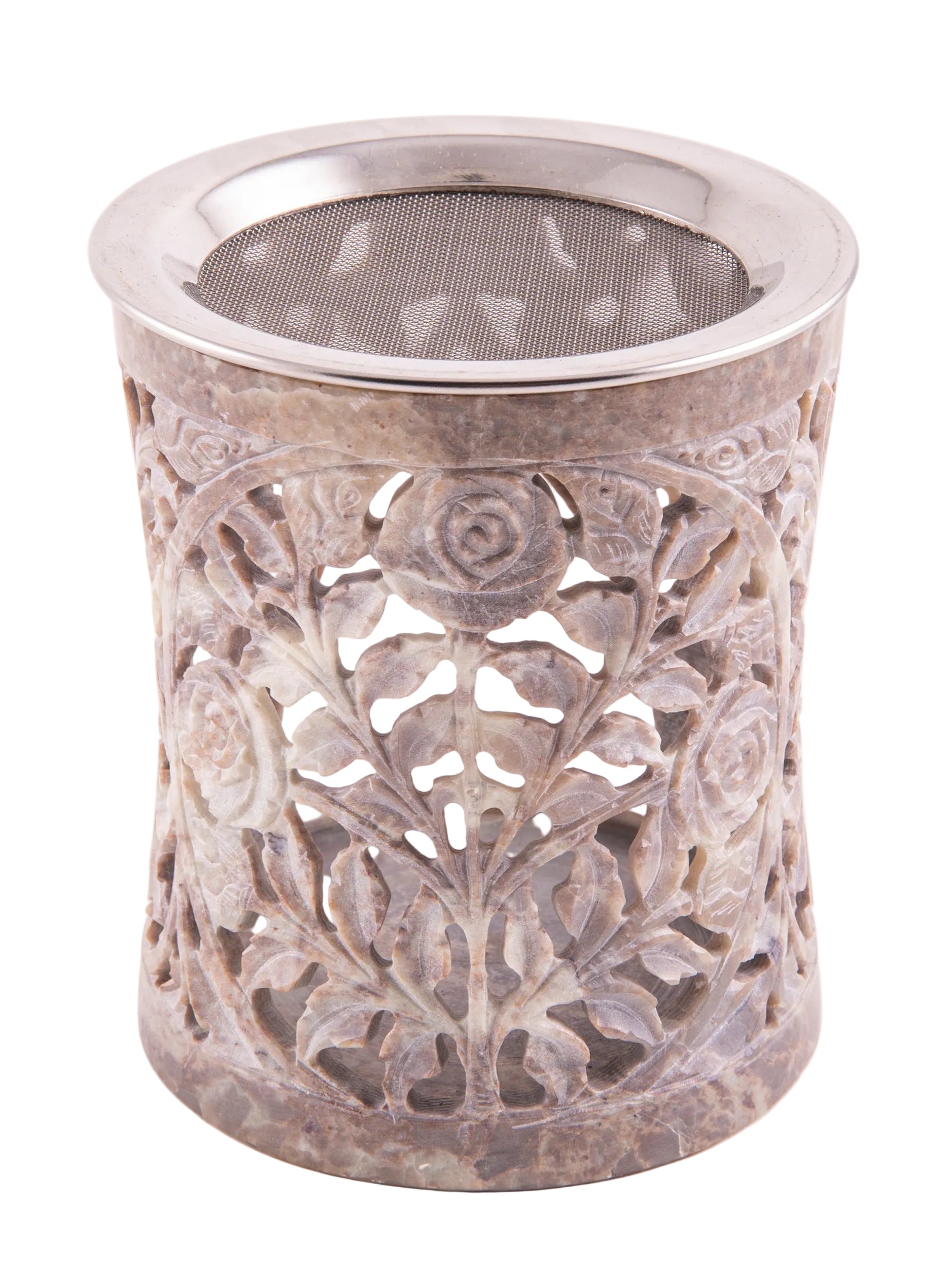 Siebgefäß Tripuri – Speckstein – Räuchergefäß – Höhe 10 cm, Ø 8,5 cm