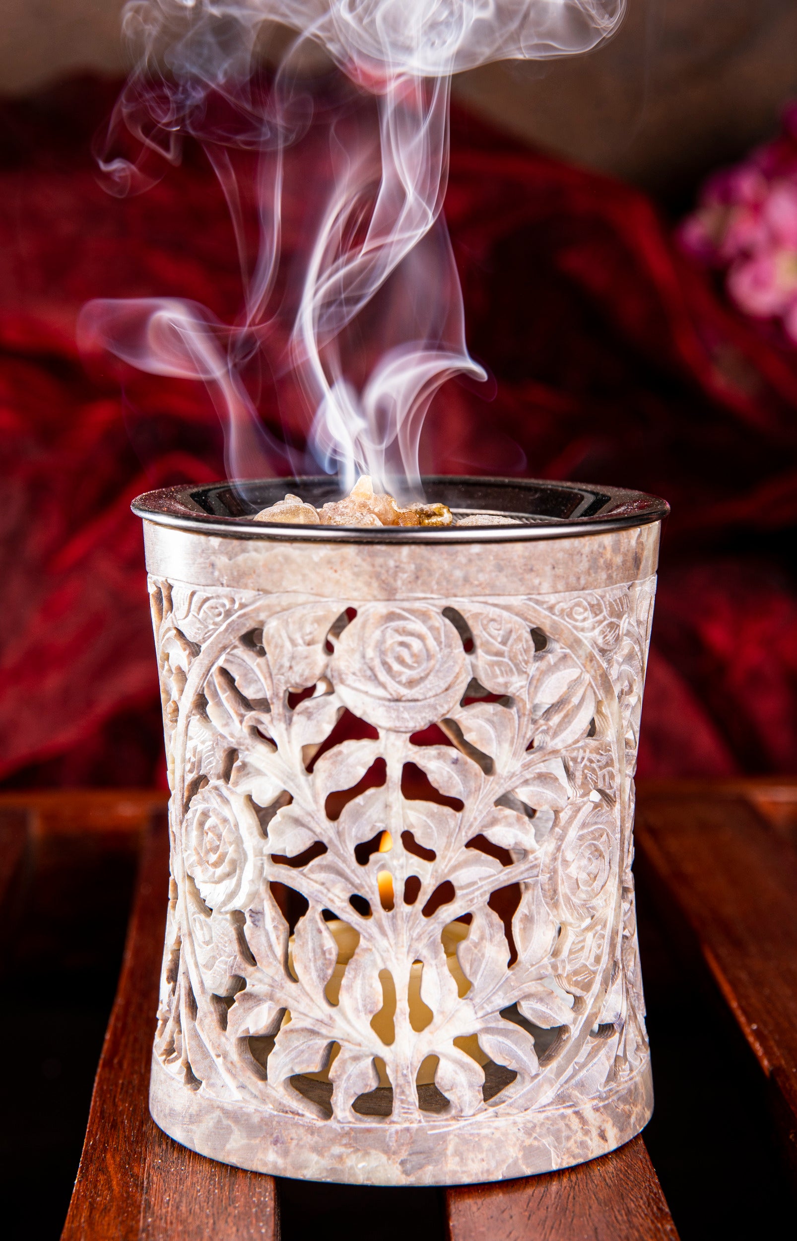 Siebgefäß Tripuri – Speckstein – Räuchergefäß – Höhe 10 cm, Ø 8,5 cm