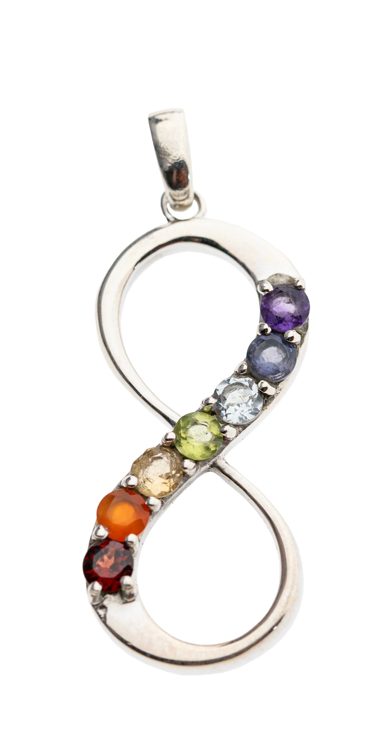 Silberanhänger Lemniskate – 7 Chakren – 925 Sterling Silber