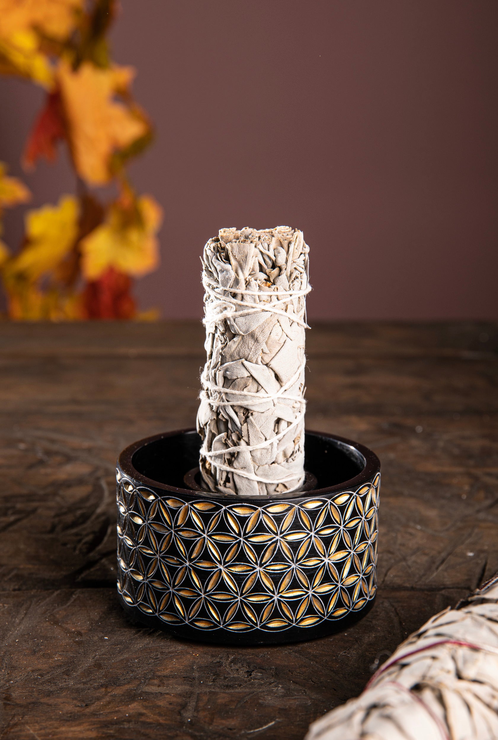 Smudge Bowl – Blume des Lebens – klein – Speckstein – Ø 9 cm × H 5 cm