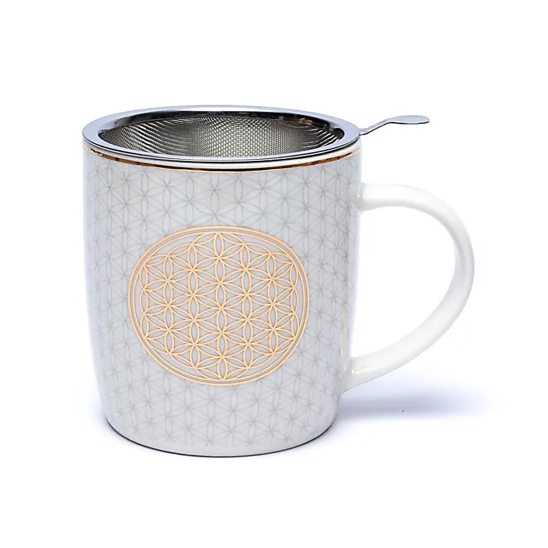 Teetasse mit Sieb – Blume des Lebens - 400 ml