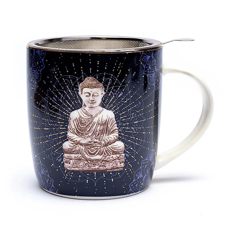 Teetasse mit Sieb – Buddha blau - 400 ml