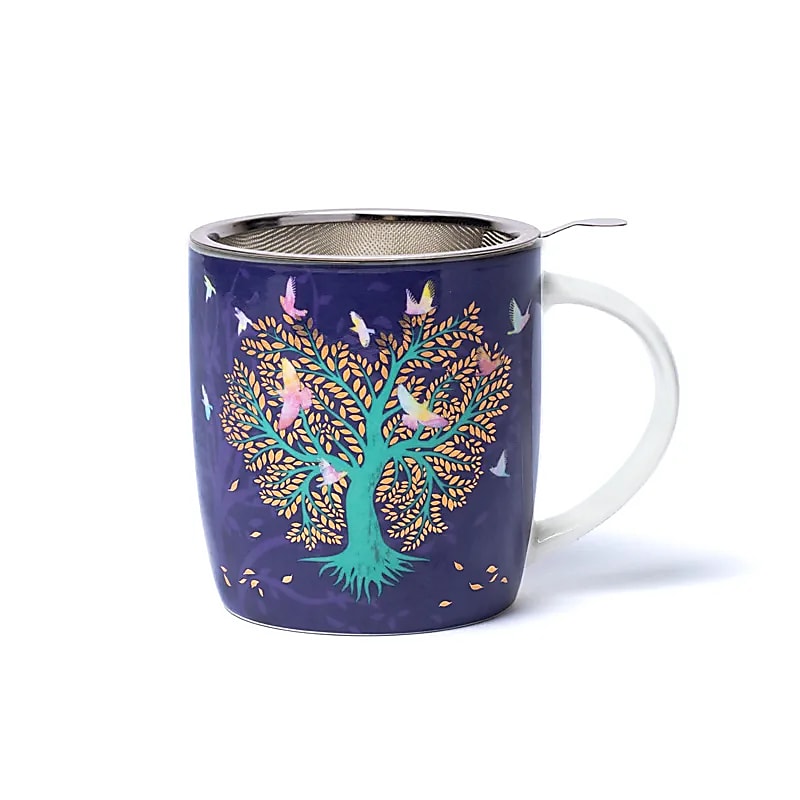 Teetasse mit Sieb – Liebesvögel - 400 ml