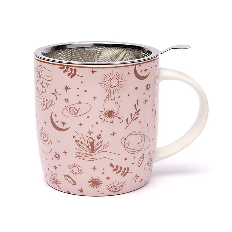 Teetasse mit Sieb – Mystische Symbole - 400 ml