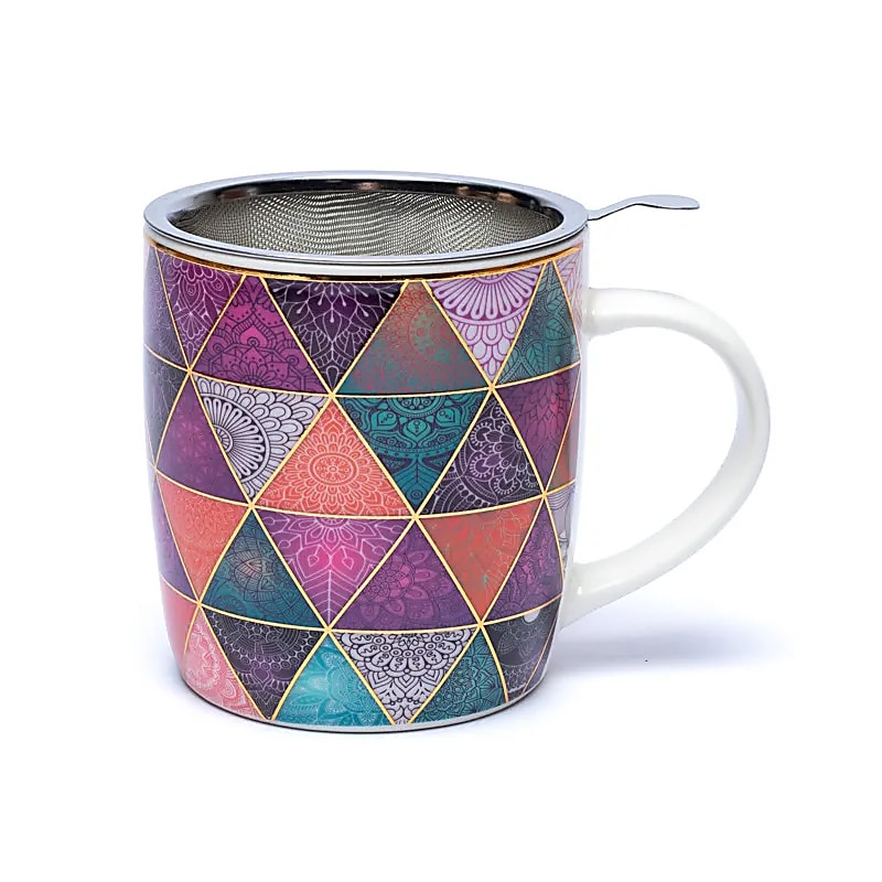 Teetasse mit Sieb – Patchwork - 400 ml