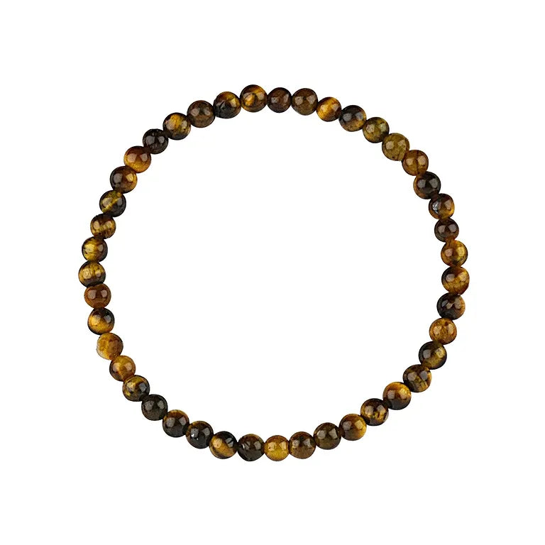Tigerauge (gold) – Armband mit 4-mm Kugeln (elastisch, ca. 18 cm)
