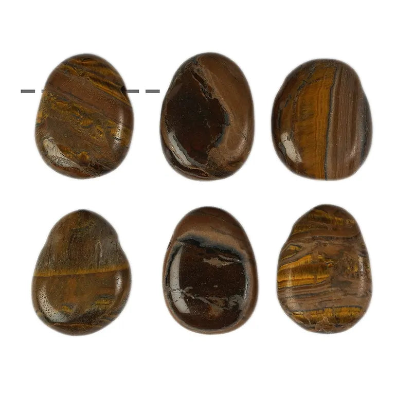 Tigeraugen-Jaspis – Trommelstein gebohrt (ca. 2,5–3 cm), Bohrung 2,2 mm