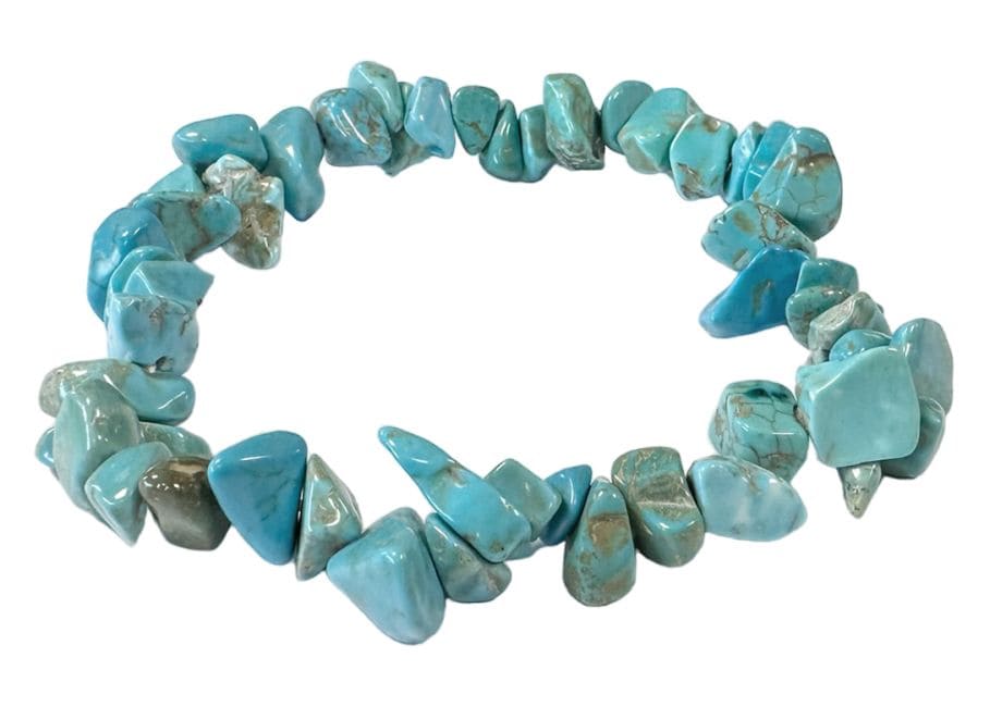 Turquenit (getönter Howlite) Splitterarmband – Sommerliches Blau (5-8 mm, A-Qualität)