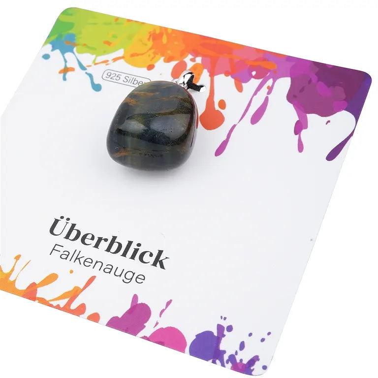 Überblick – Falkenauge Trommelstein 2,0–2,5 cm mit 925er Silberöse - klein