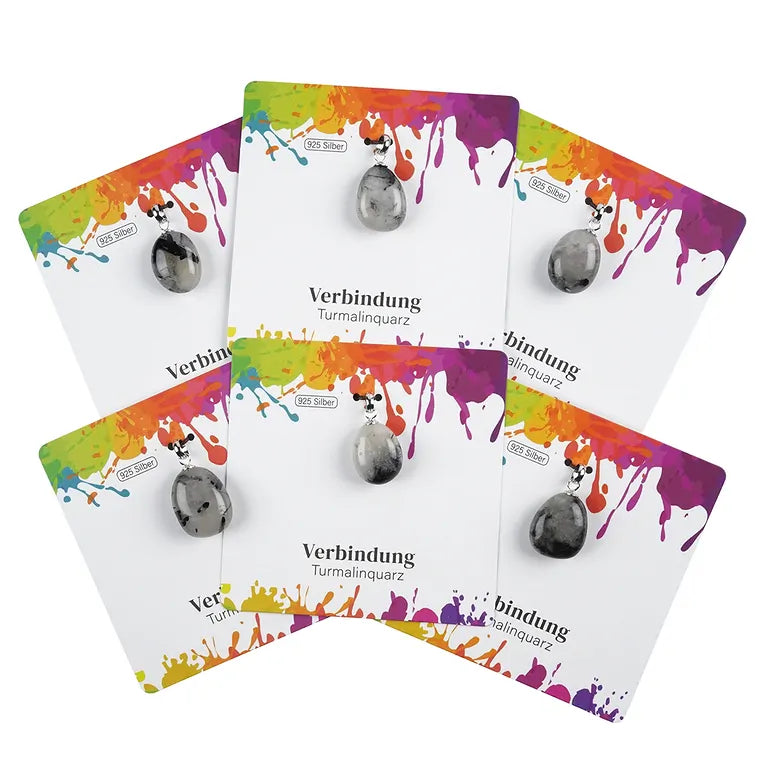 Verbindung – Turmalinquarz Trommelstein 2,0–2,5 cm mit 925er Silberöse - klein