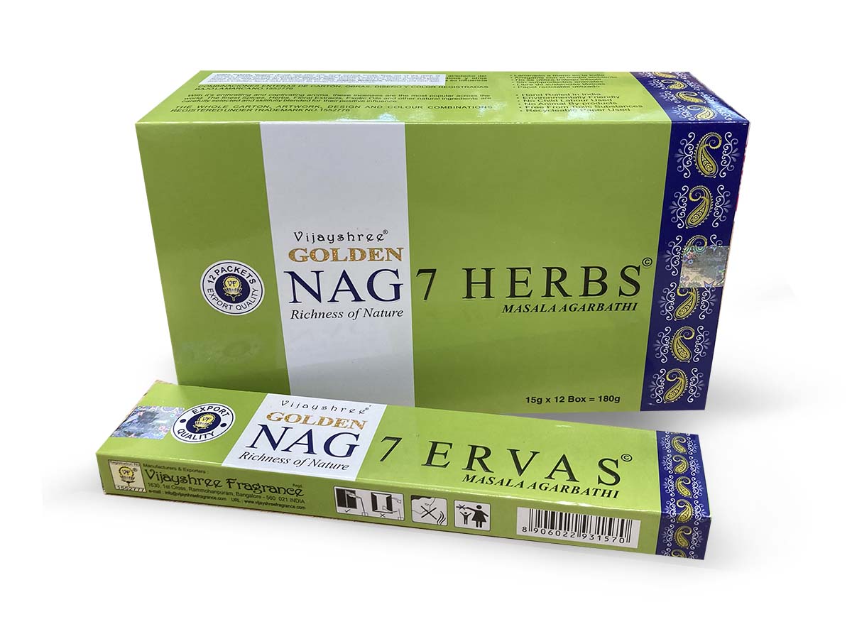 Vijayshree - Golden Nag - 7 Herbs (Kräuter) - Räucherstäbchen 15 g