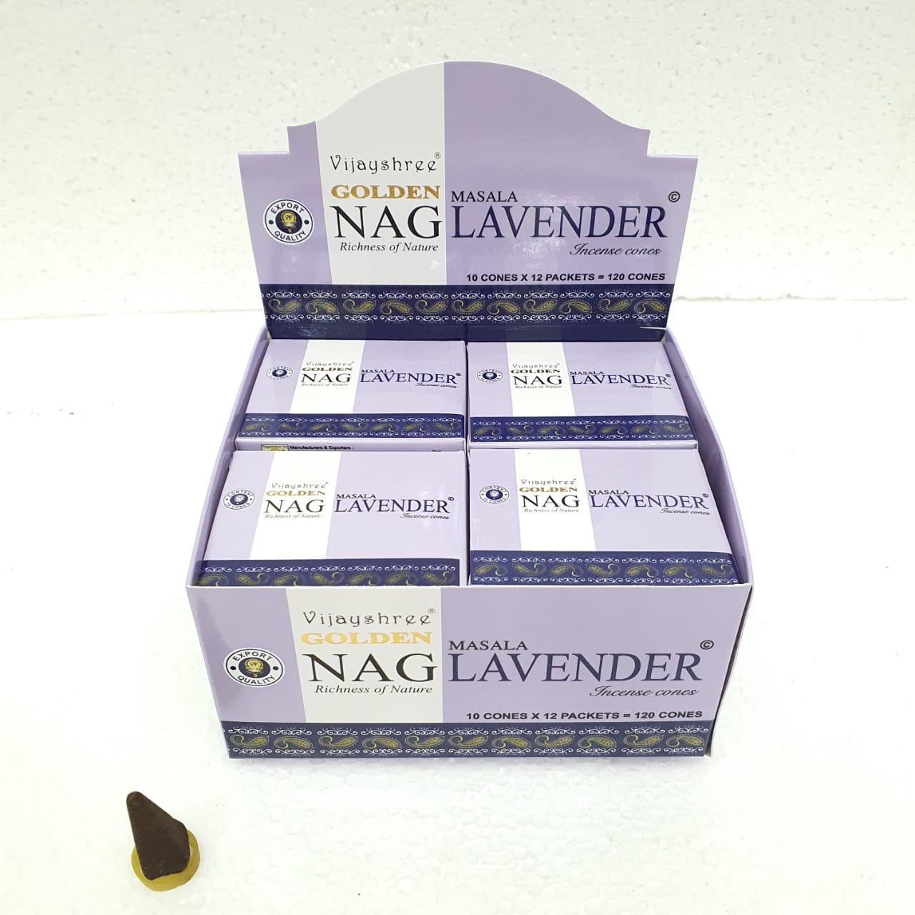 Vijayshree - Golden Nag - Lavender (Lavendel) - Räucherkegel 10 St.