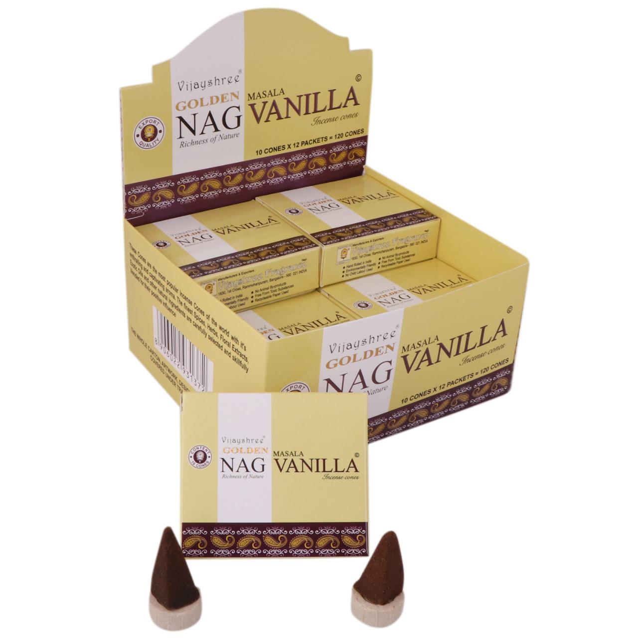 Vijayshree - Golden Nag - Vanilla (Vanille) - Räucherkegel 10 St.