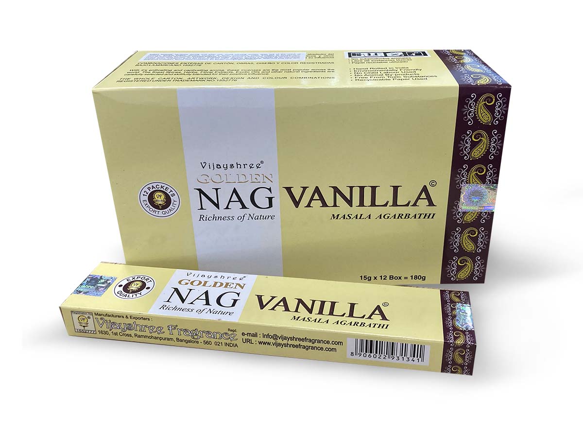 Vijayshree - Golden Nag - Vanilla (Vanille) - Räucherstäbchen 15 g