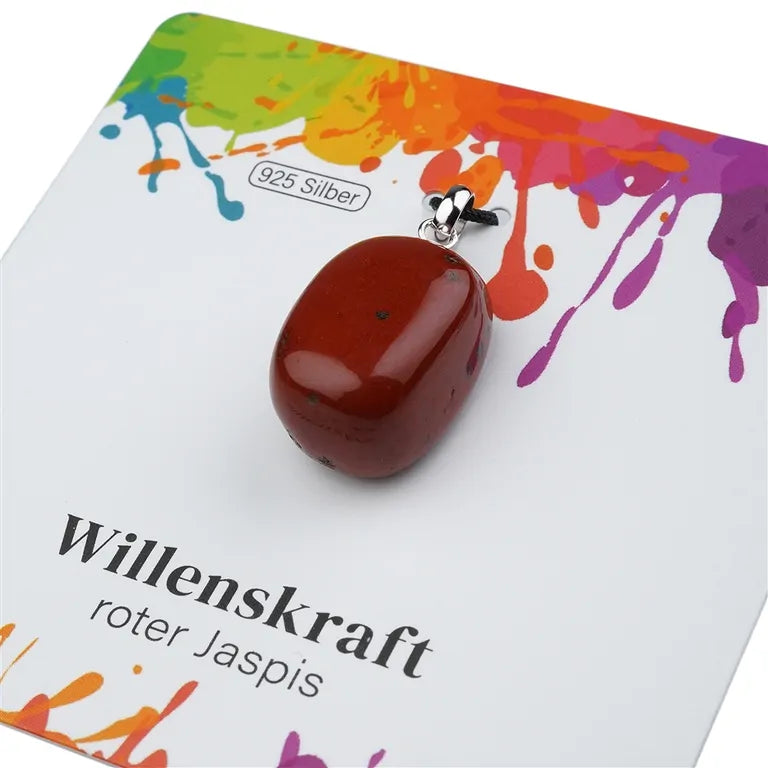 Willenskraft – Roter Jaspis Trommelstein 2,0–2,5 cm mit 925er Silberöse - klein