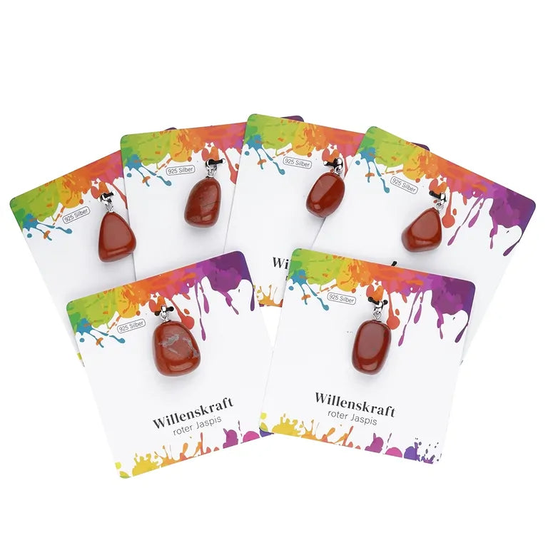 Willenskraft – Roter Jaspis Trommelstein 2,0–2,5 cm mit 925er Silberöse - klein
