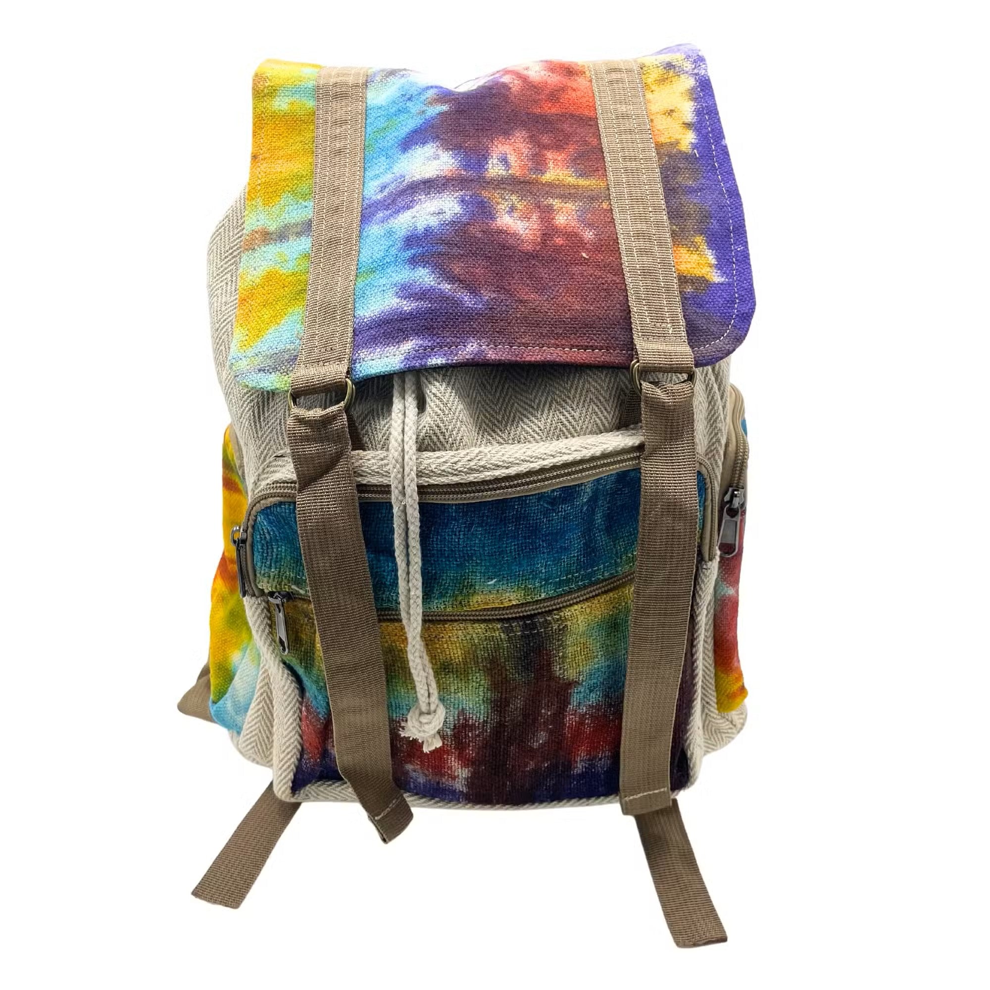 XL Hanf-Rucksack „Batik-Cube“ – Großer Reiserucksack aus Nepal