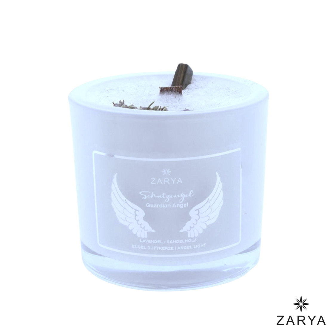 Zarya Kleine Engelkerze - Angel Light – "Schutzengel" mit Lavendel, Sandelholz & Tigerauge