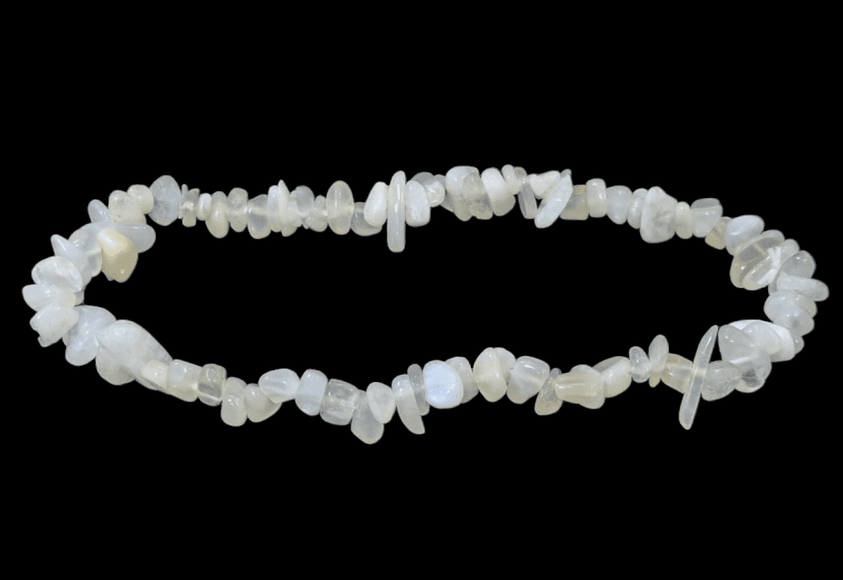 Zartes Peristerit (Weißer Mondstein) Splitterarmband – Feiner Glanz in A-Qualität (3-5 mm)