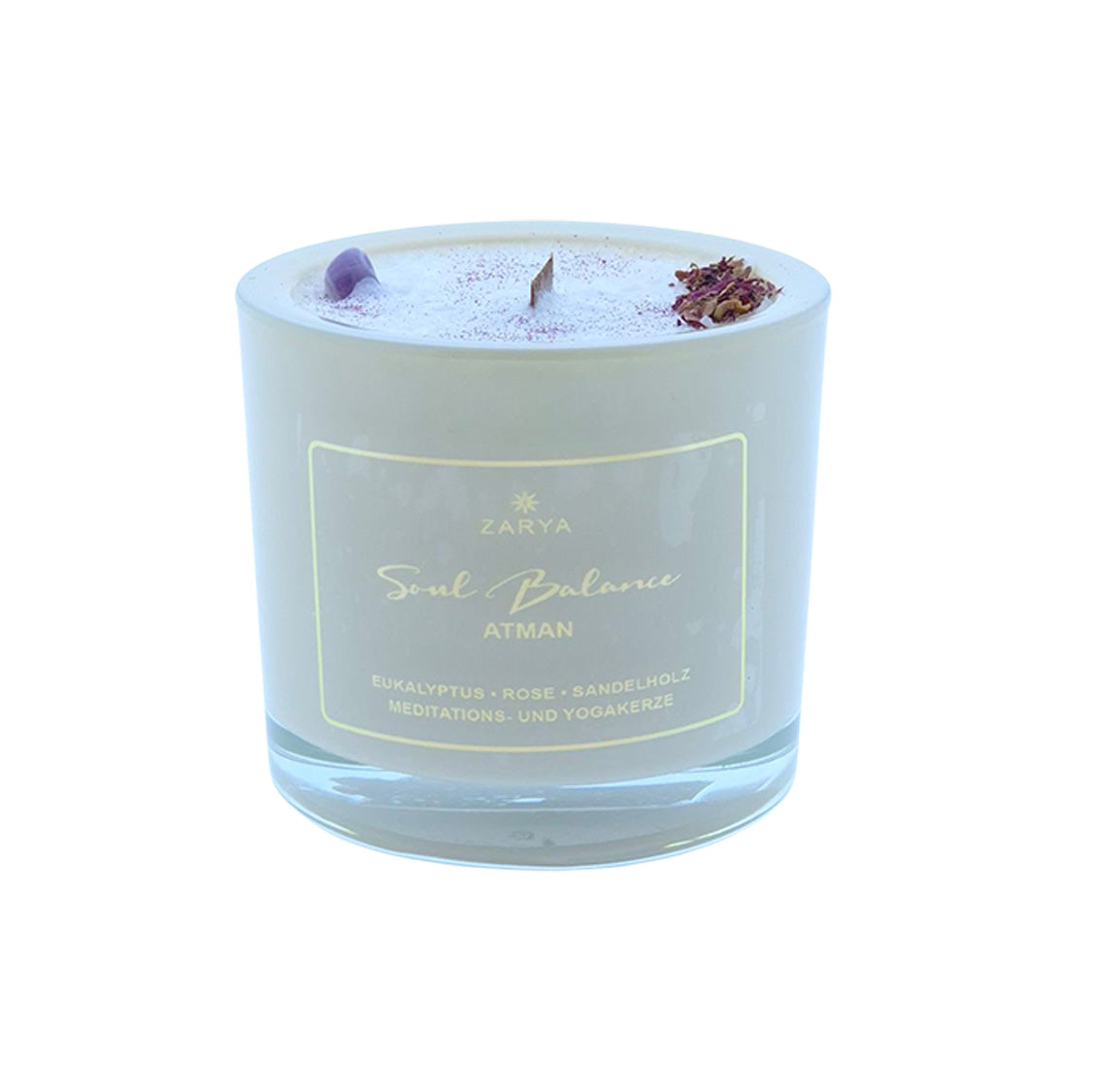 Zarya Yoga-Kerze "Soul Balance" – Atman mit Amethyst, Eukalyptus, Rose & Sandelholz