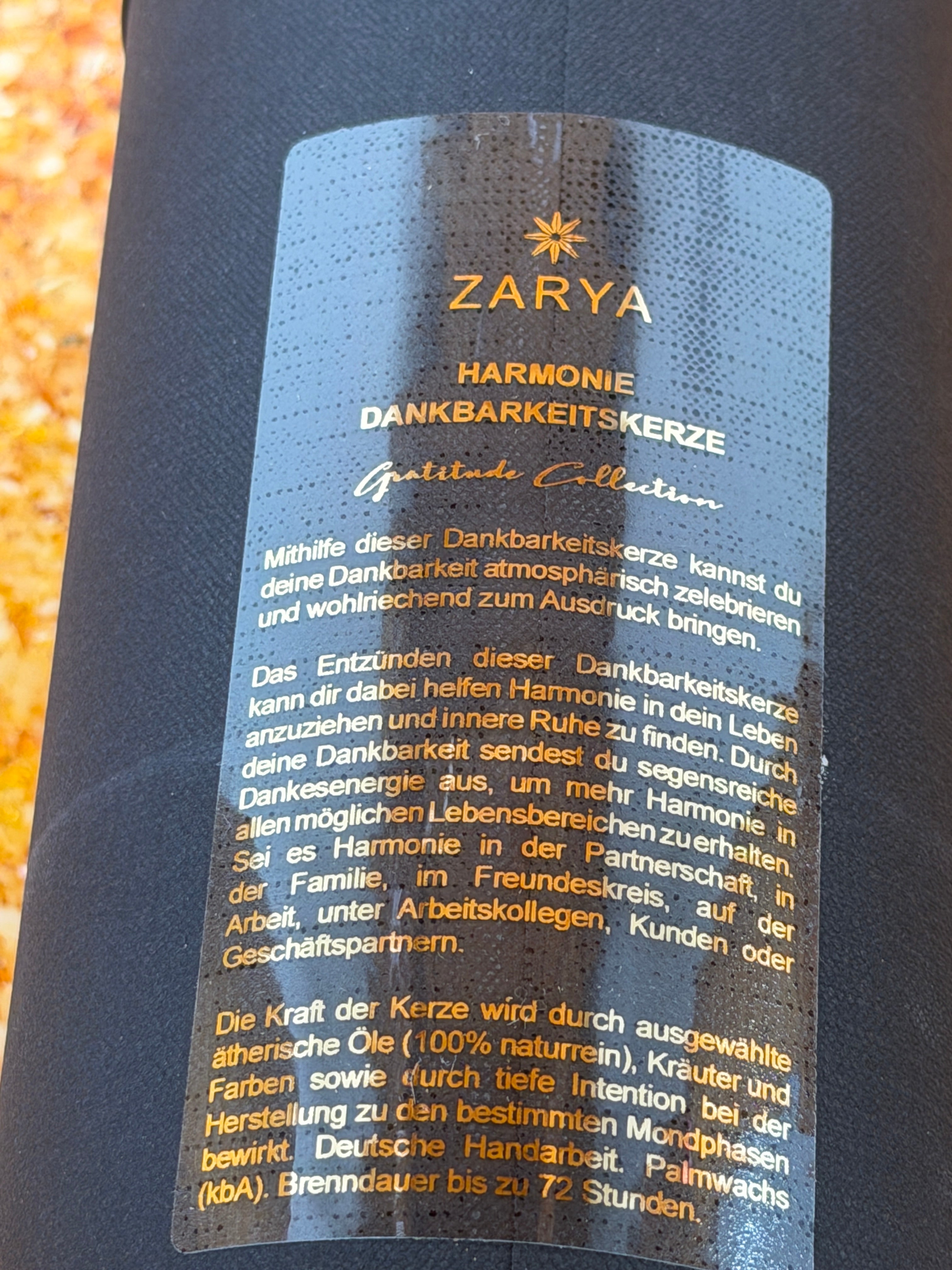 Zarya Dankbarkeitskerze "Harmonie" – mit süßer Minze & Van Van