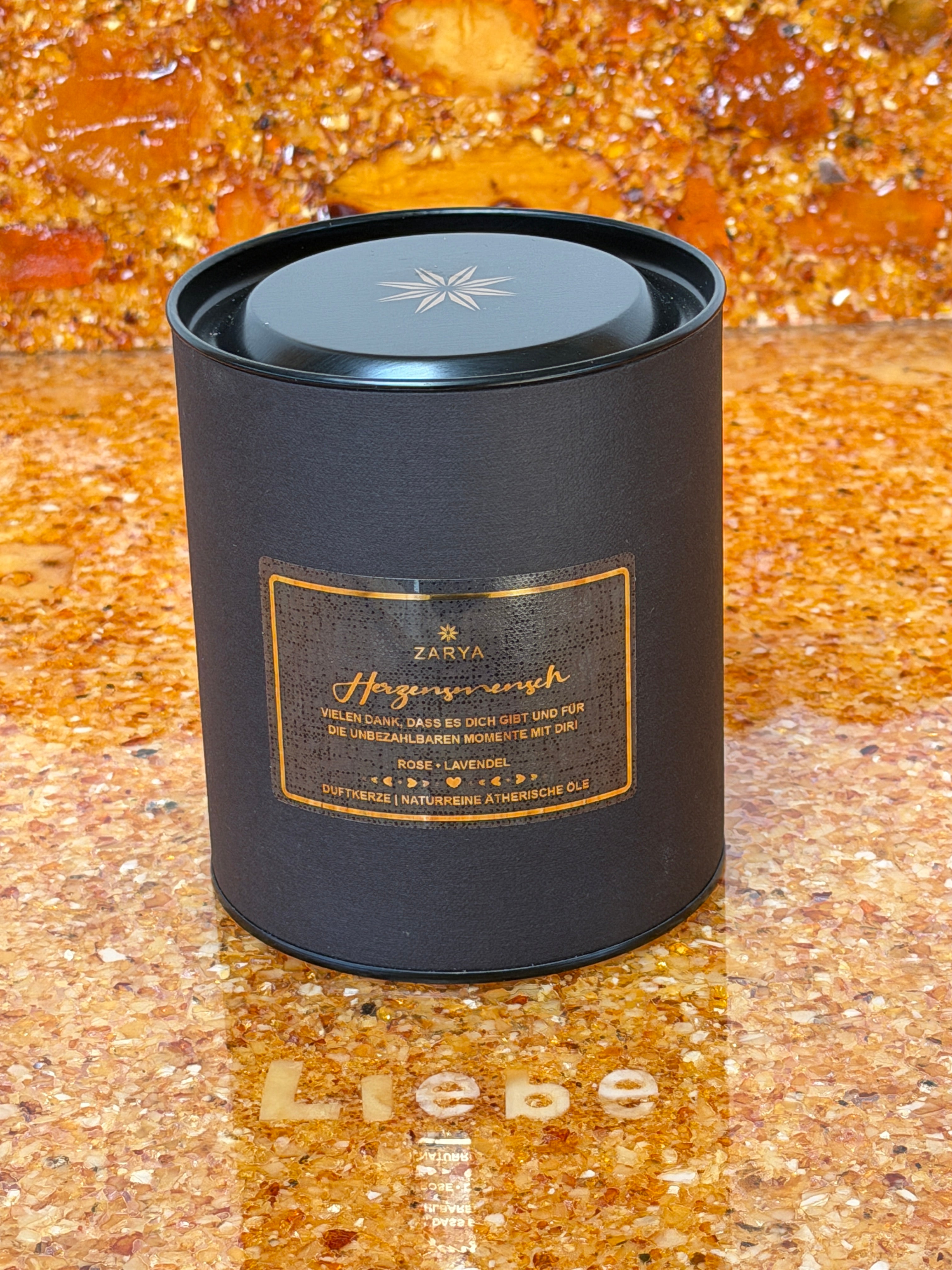 Zarya Duftkerze "Herzensmensch" – Handgefertigte Manufaktur-Kerze mit Rosenquarz, Rose & Lavendelduft