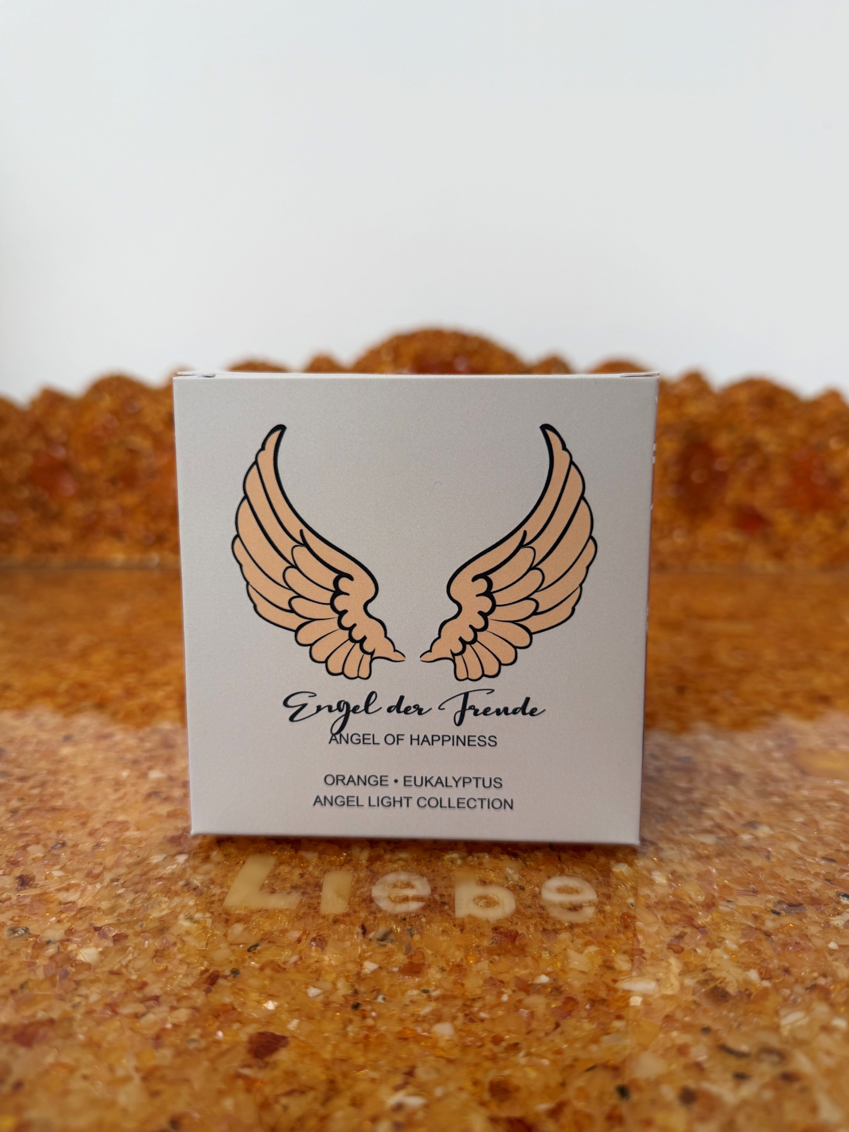 Zarya Kleine Engelkerze - Angel Light – "Engel der Freude" mit Orange, Eukalyptus & Citrin