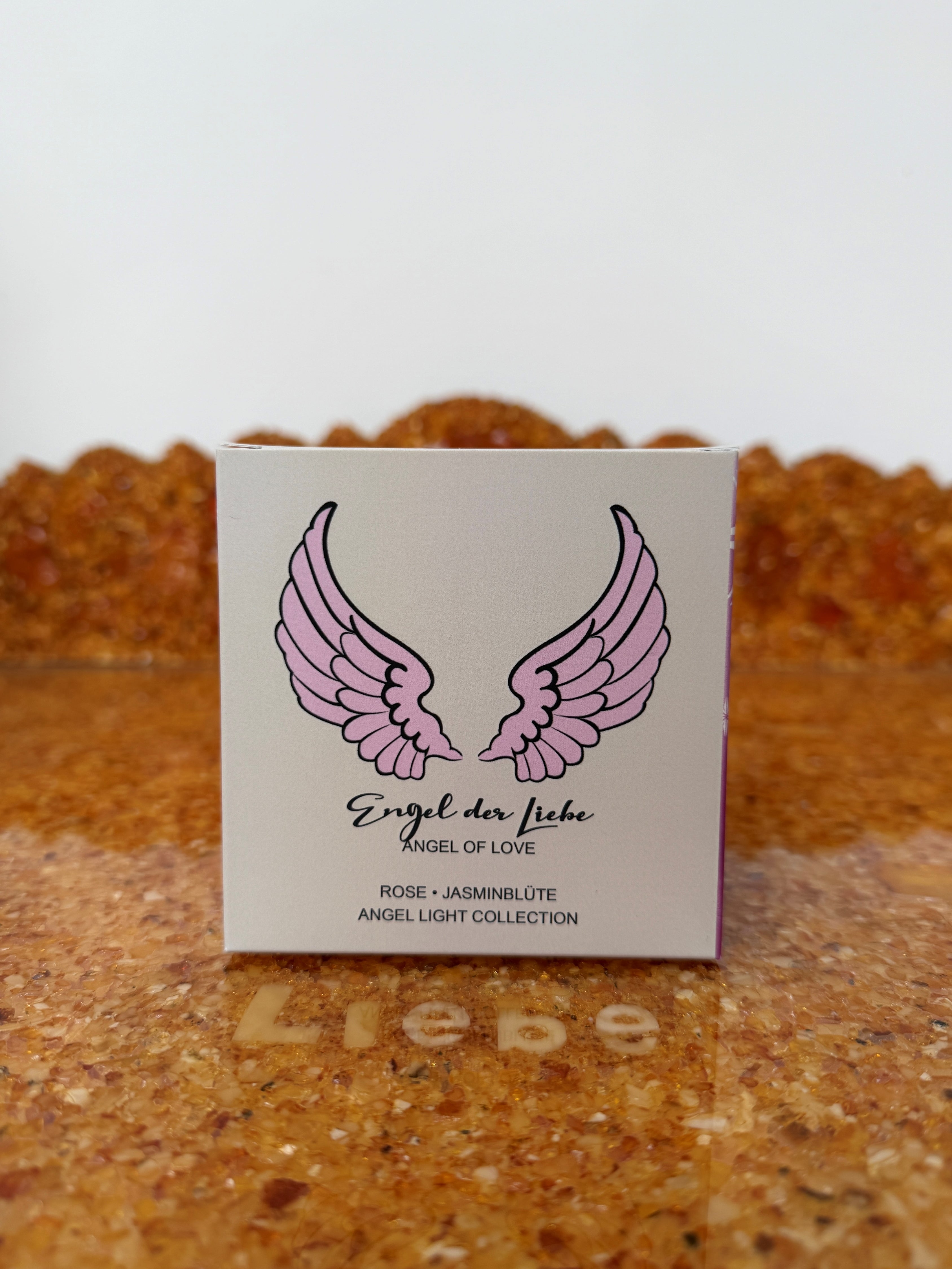Zarya Kleine Engelkerze - Angel Light – "Engel der Liebe" mit Rose, Jasmin & Rosenquarz