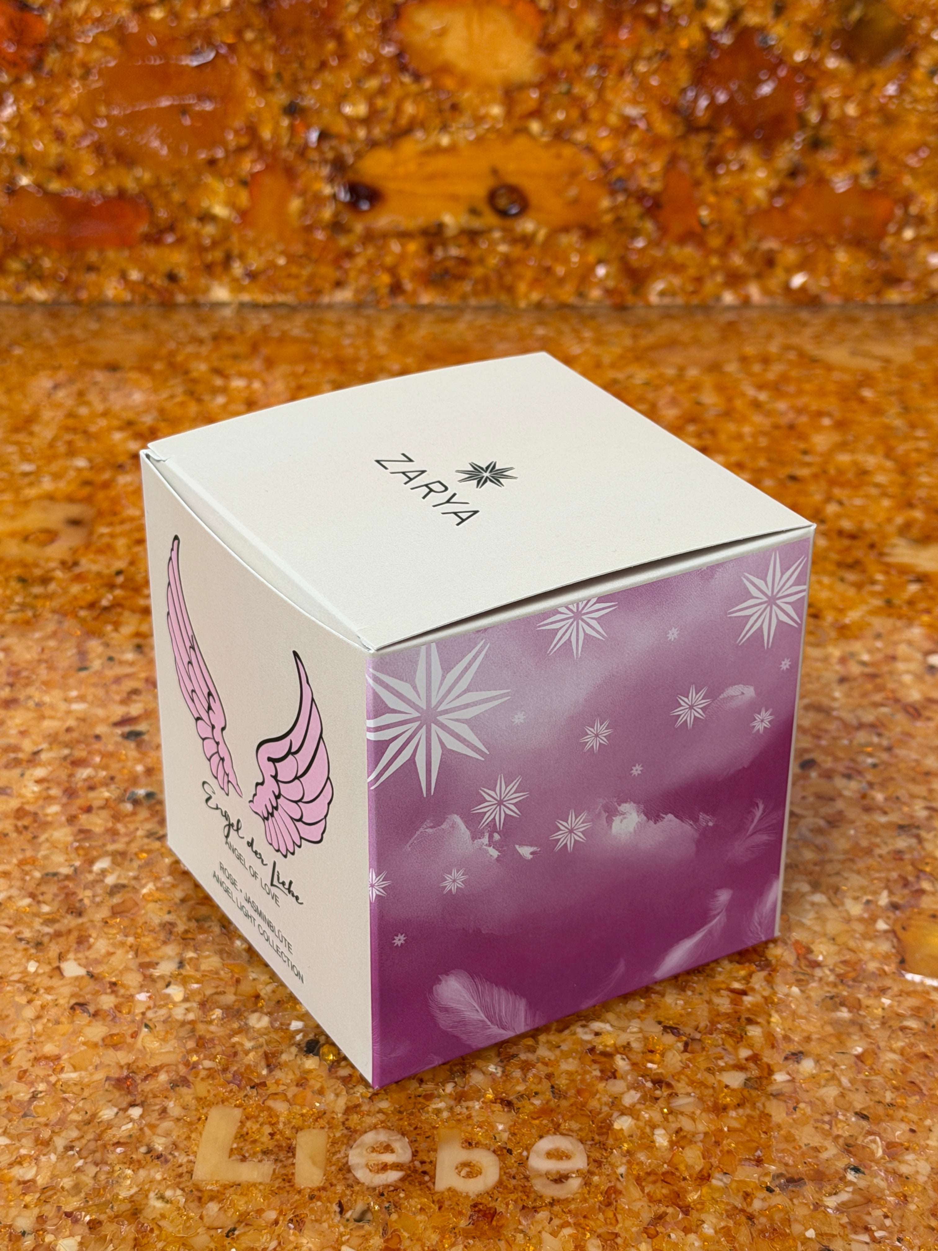 Zarya Kleine Engelkerze - Angel Light – "Engel der Liebe" mit Rose, Jasmin & Rosenquarz
