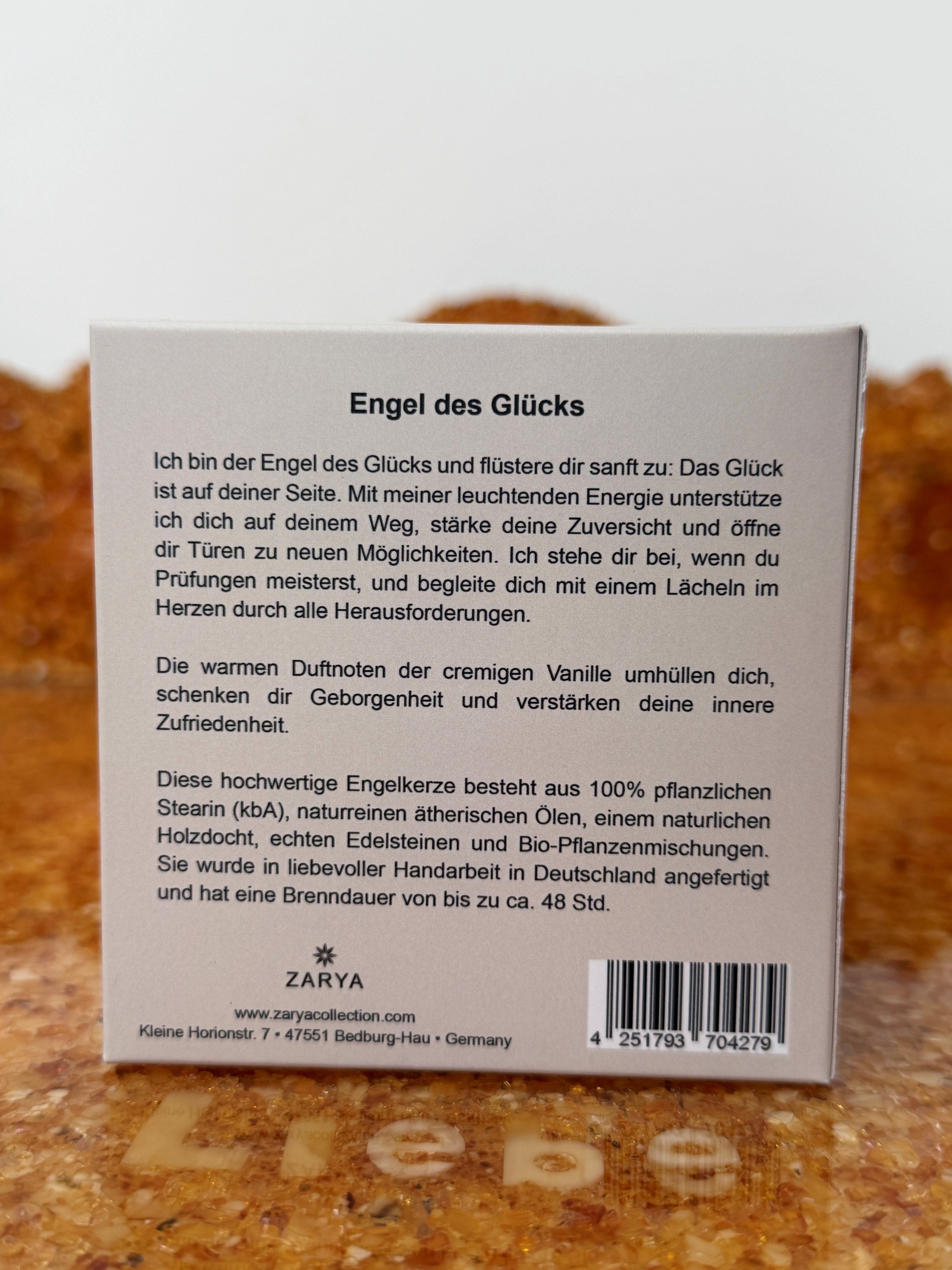Zarya Kleine Engelkerze - Angel Light – "Engel des Glücks" mit Vanille & Grüner Jade