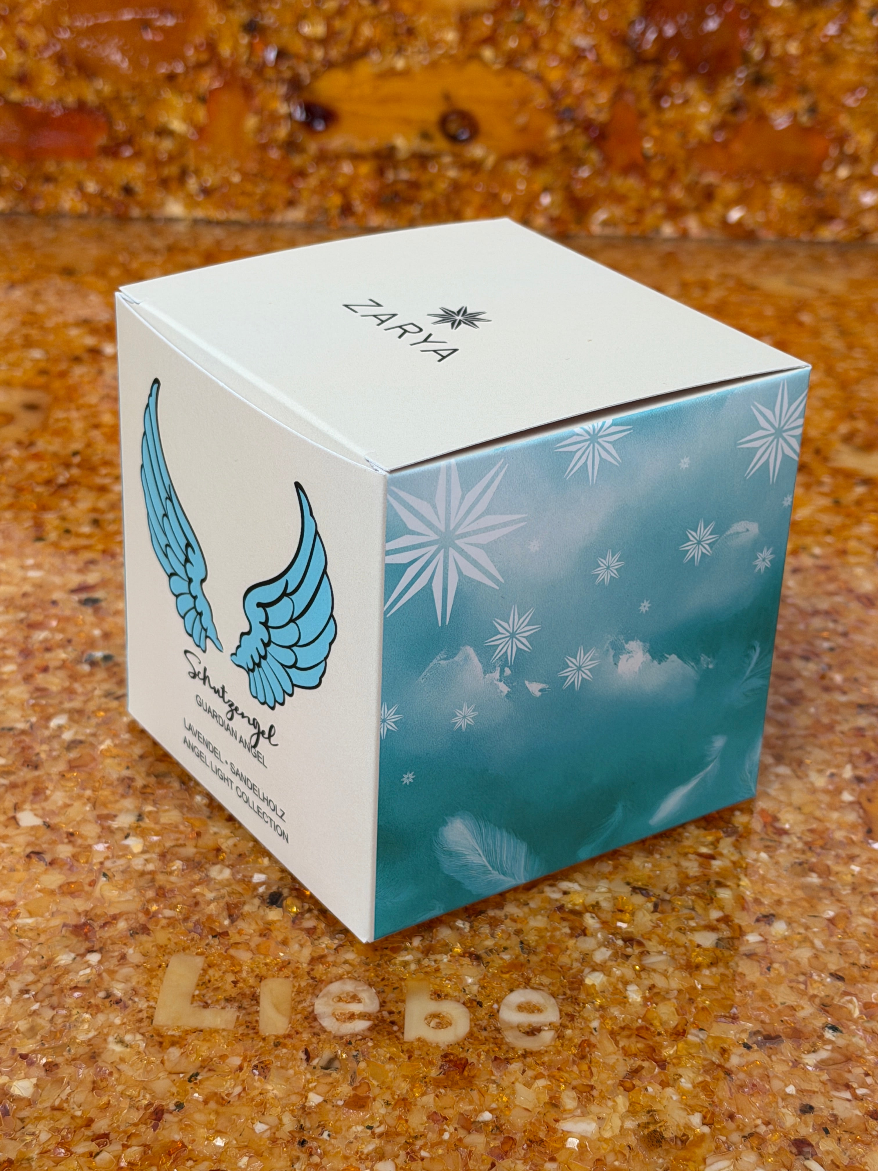 Zarya Kleine Engelkerze - Angel Light – "Schutzengel" mit Lavendel, Sandelholz & Tigerauge