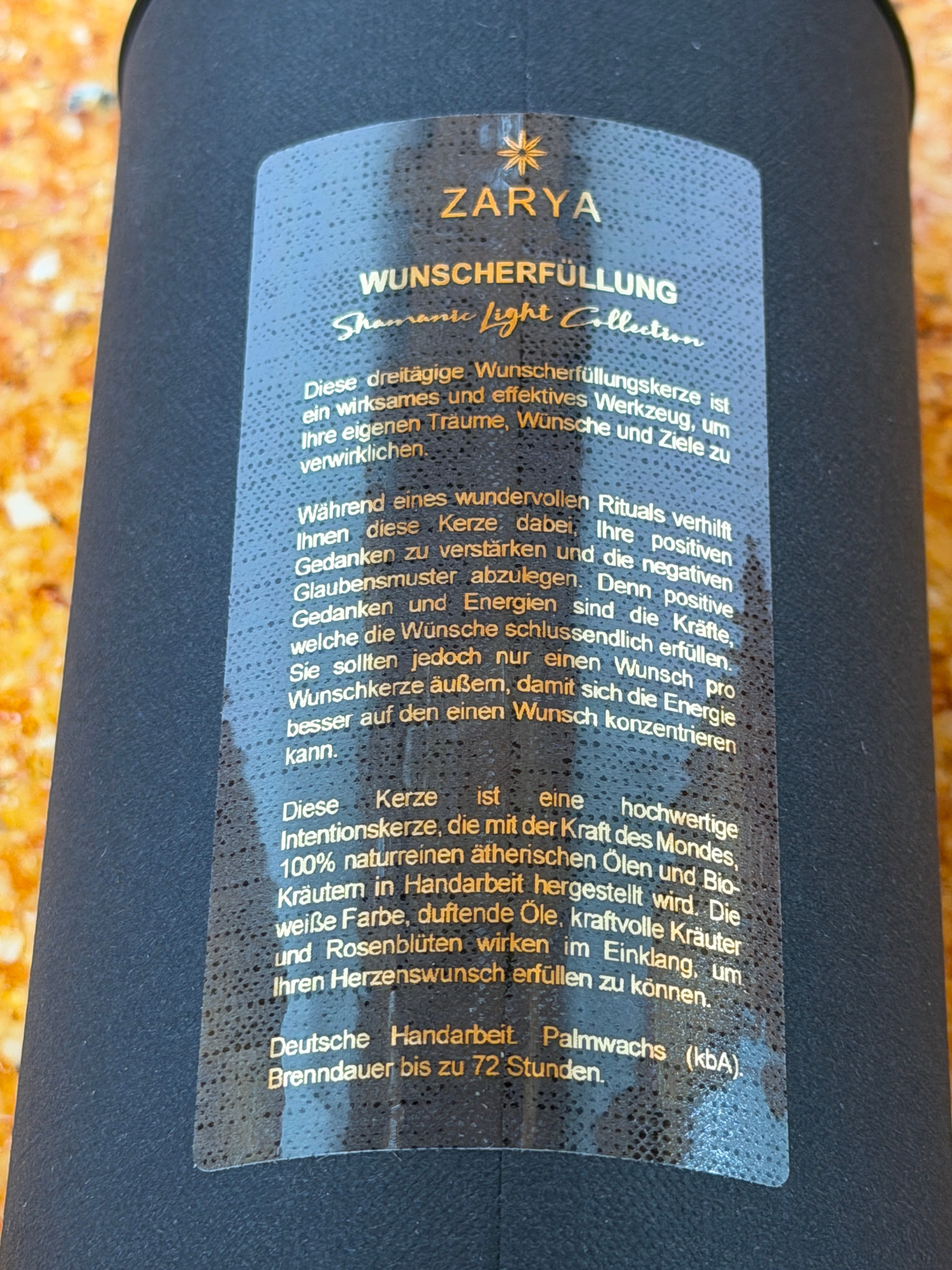 Zarya Ritualkerze "Wunscherfüllung" – Dankbarkeitskerze mit Rose, Mandel & Van Van