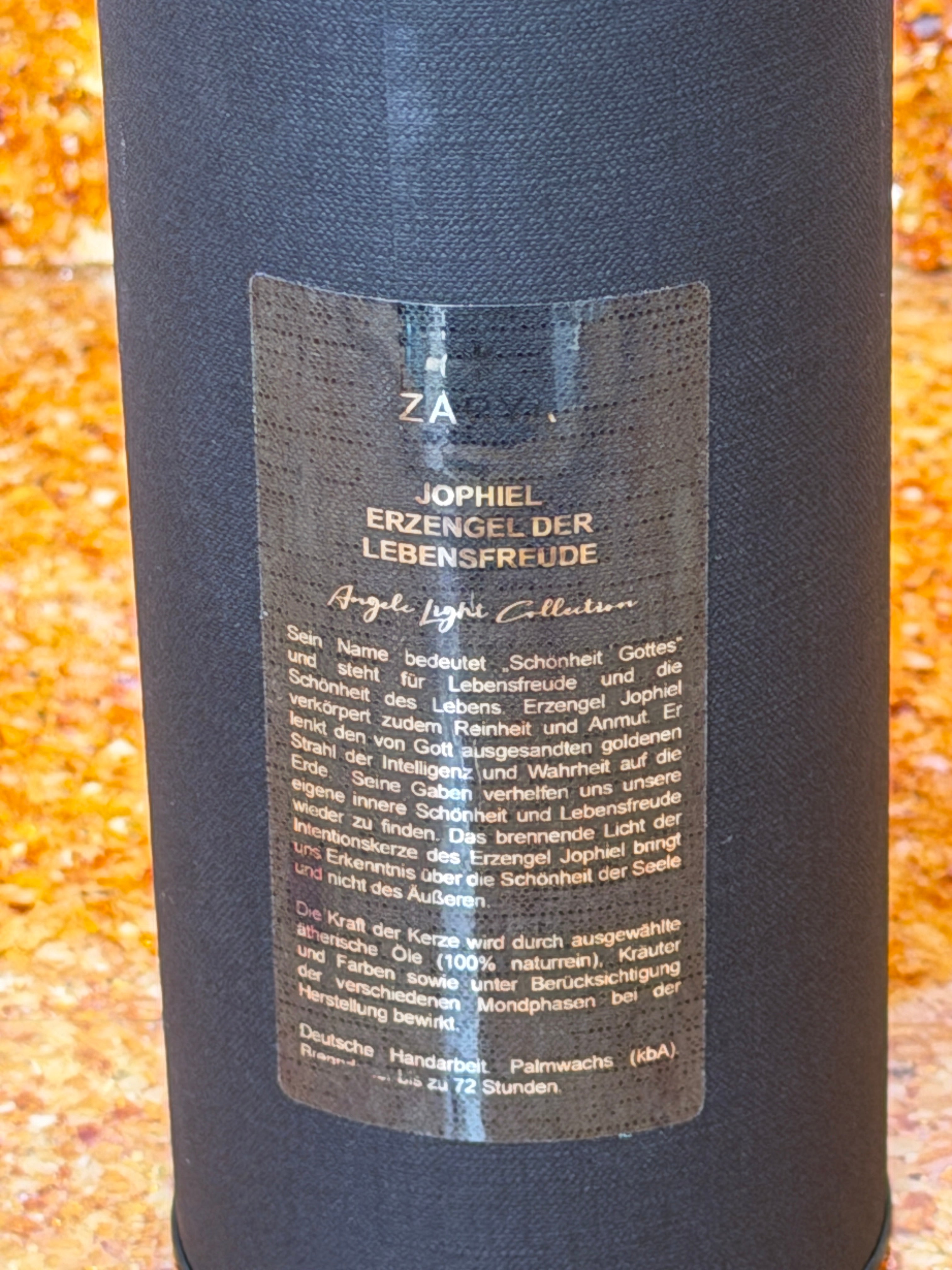 Zarya Sigillen Duftkerze - Erzengel Jophiel - Engelmagie mit Orange & Van Van